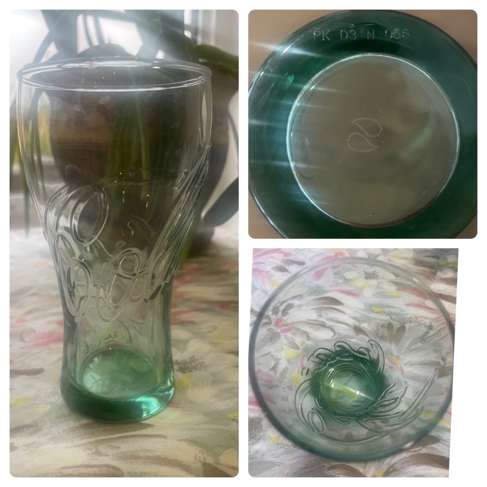 Vintage Coca Cola Glass Pasabahce Georgian Green Droplet Base PK D3 N 056